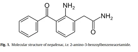 圖1. 奈帕芬胺的分子結構，即2-氨基-3-苯甲酰基苯乙酰胺